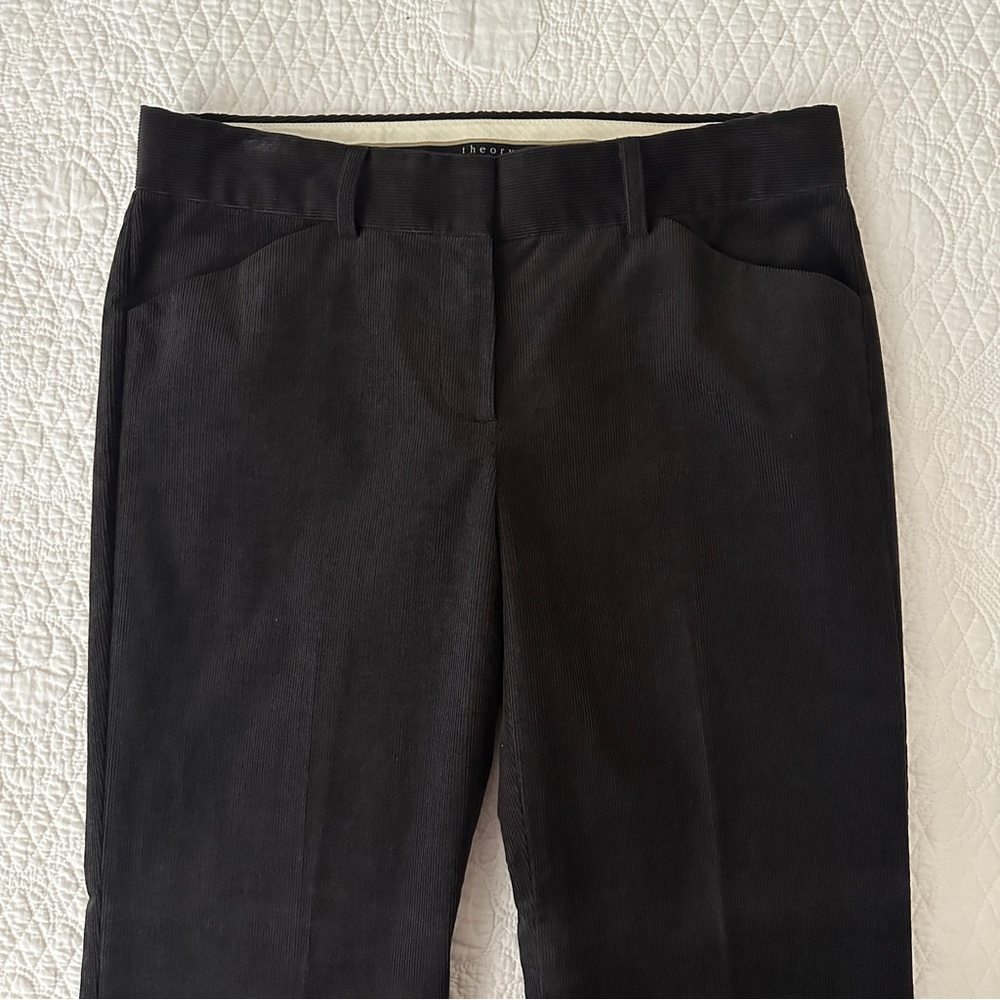 Theory Max C Corduroy Flare Dress Pants Trousers Dark Brown Women’s Sz 6 - Picture 2 of 13